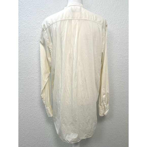 POLO Ralph Lauren Womens LARGE Ivory Oversize Button-Up Cotton/Silk Tuxedo SHIRT - Picture 3 of 9